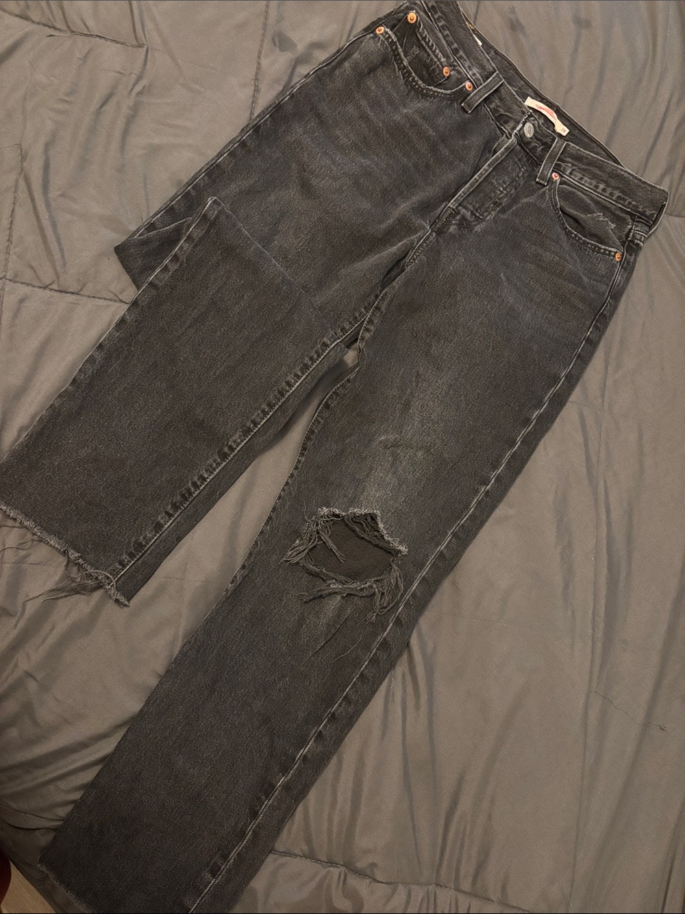 Levi’s Black Wedgie Straight Distressed Jeans